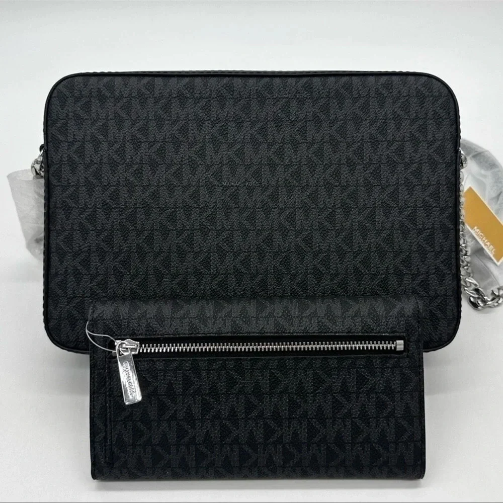 Michael Kors Large EW Crossbody Bag & Large Trifold Wallet Black | BUNDLE SET